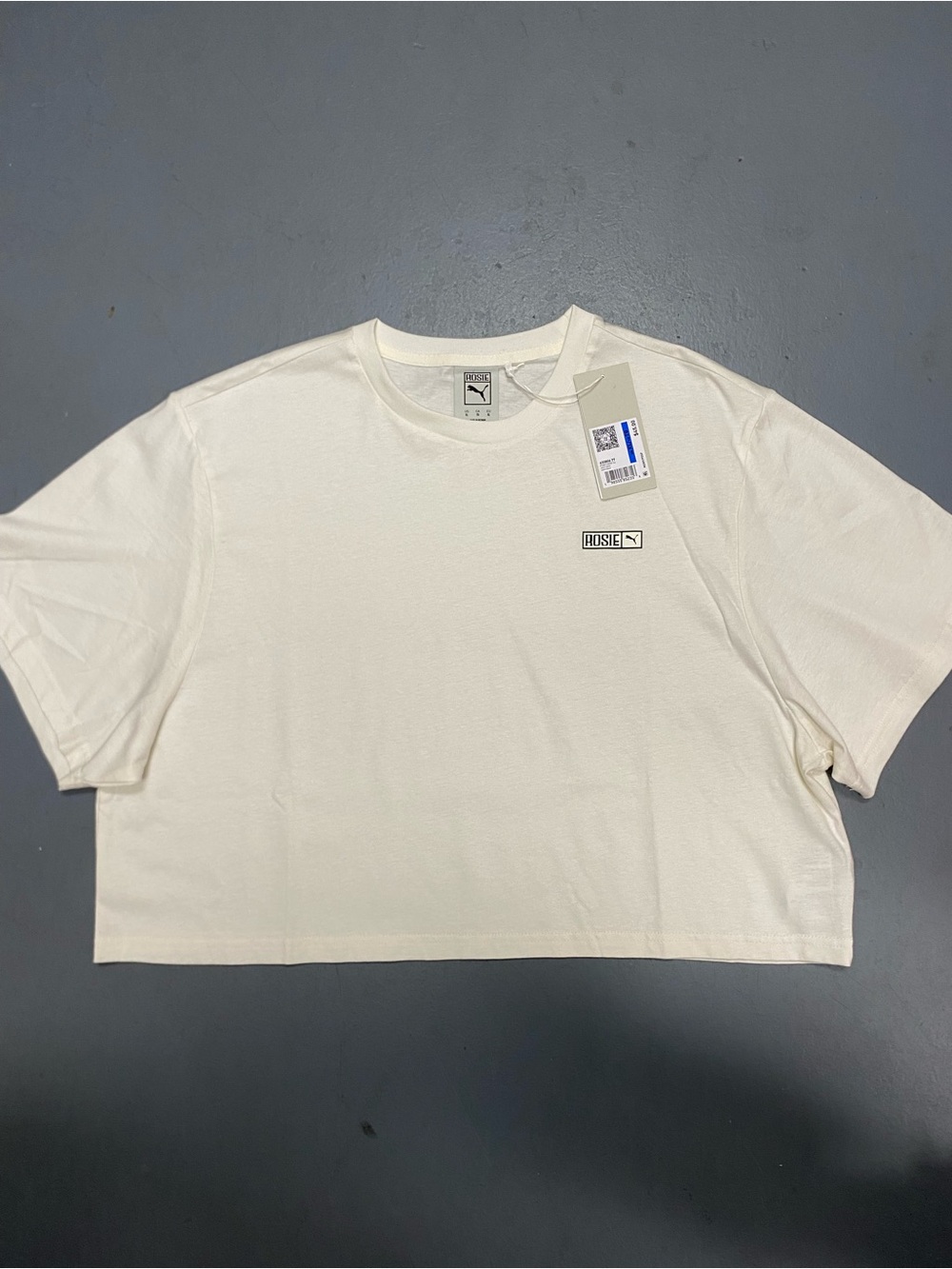 Puma Cream Short Sleeve Cropped Tee